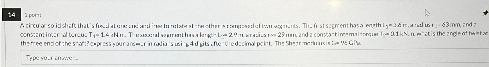 Solved A circular solid shaft that is fixed at one end and | Chegg.com
