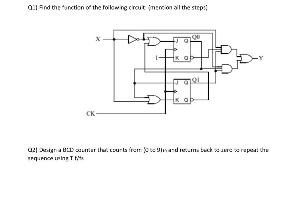 Solved Q1) Find The Function Of The Following Circuit: 