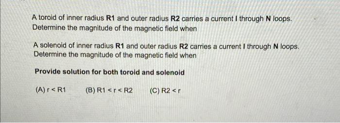 Solved A toroid of inner radius R1 and outer radius R2 | Chegg.com