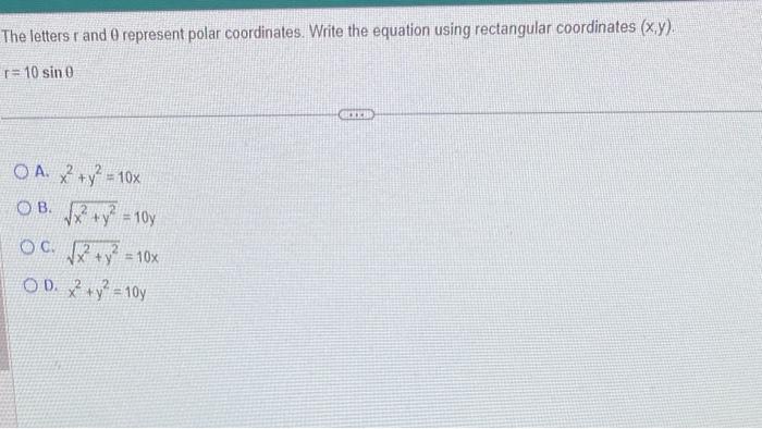 Solved The letters r and θ represent polar coordinates. | Chegg.com