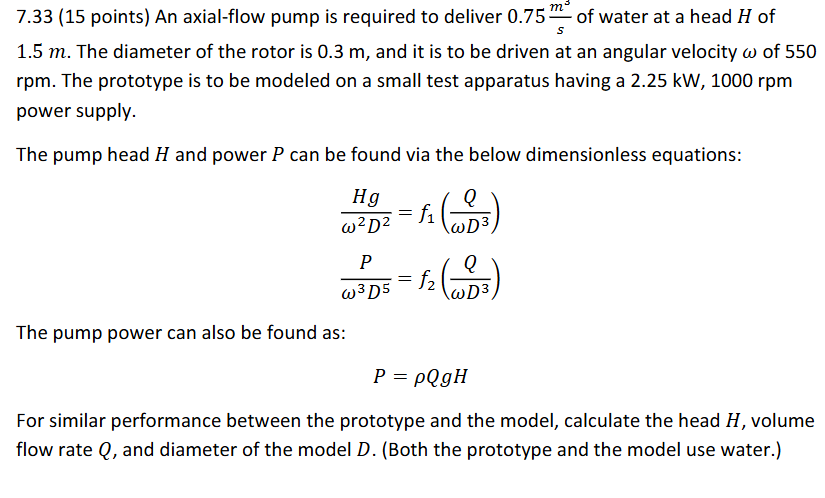 Volume Formula Solve For R Solved 7.33 (15 points) An axial-flow pump is required to | Chegg.com