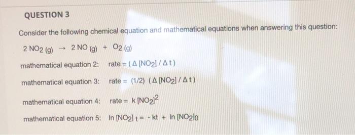 Solved QUESTION 3 Consider the following chemical equation | Chegg.com