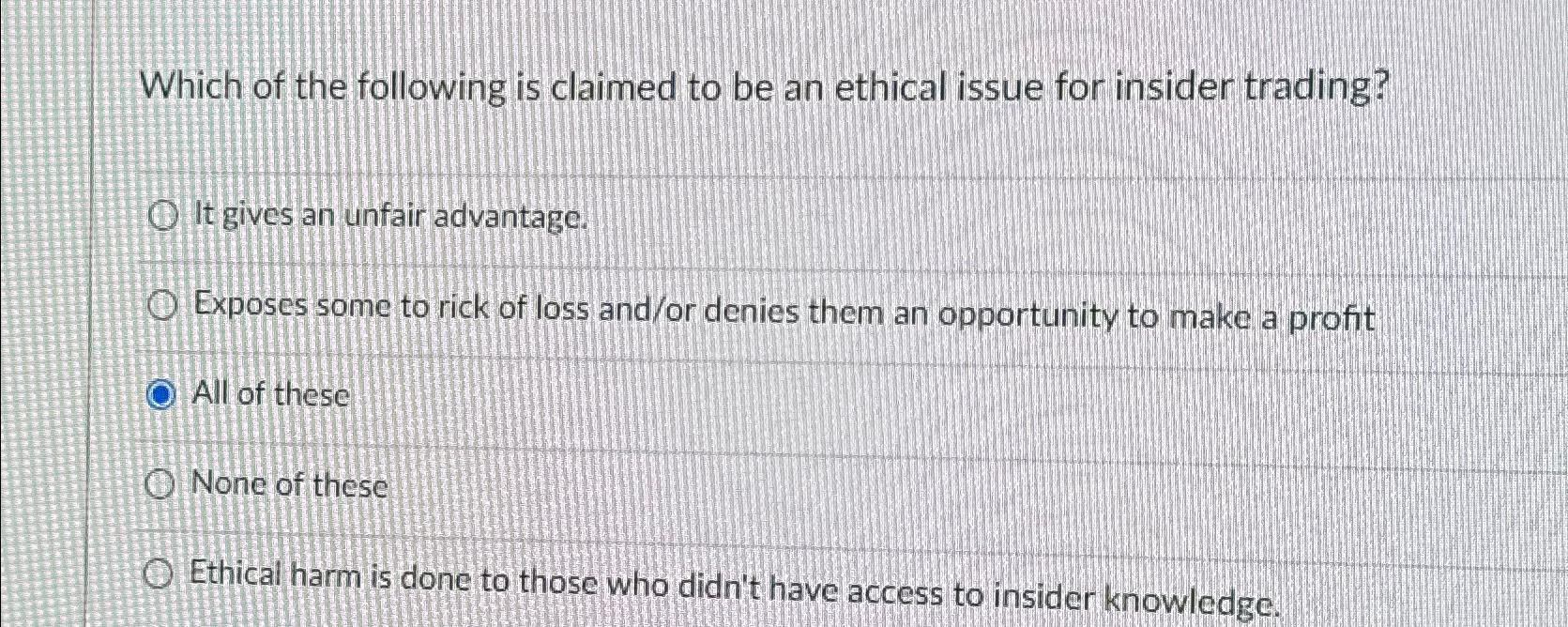 Solved Which Of The Following Is Claimed To Be An Ethical | Chegg.com