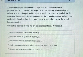 Solved A project manager is hred to lead a project with an | Chegg.com
