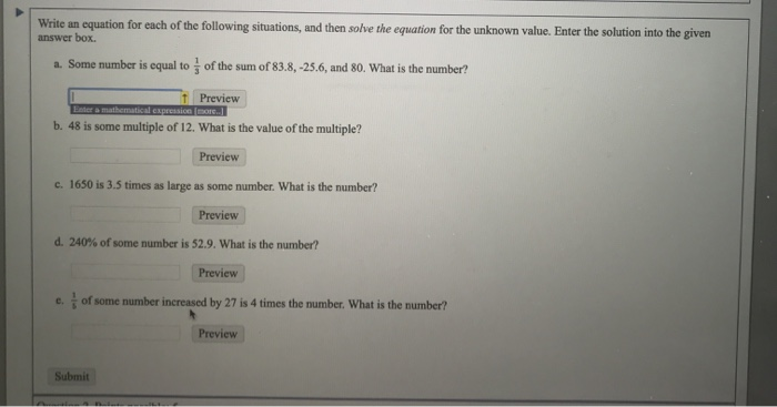 Solved Write an equation for each of the following | Chegg.com
