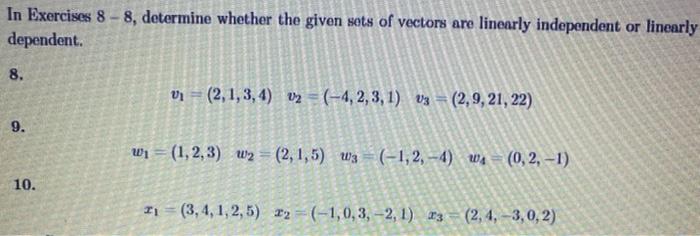Solved In Exercises 8-8, determine whether the given sets of | Chegg.com