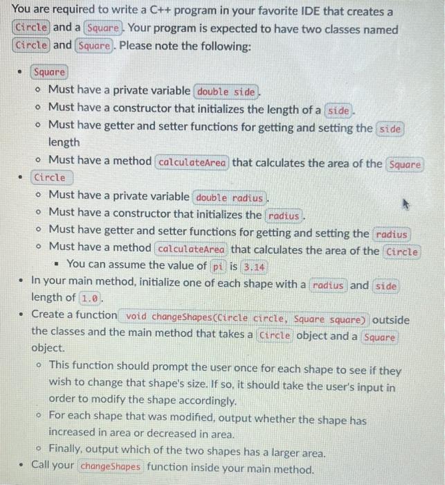 Solved You are required to write a C++ program in your | Chegg.com