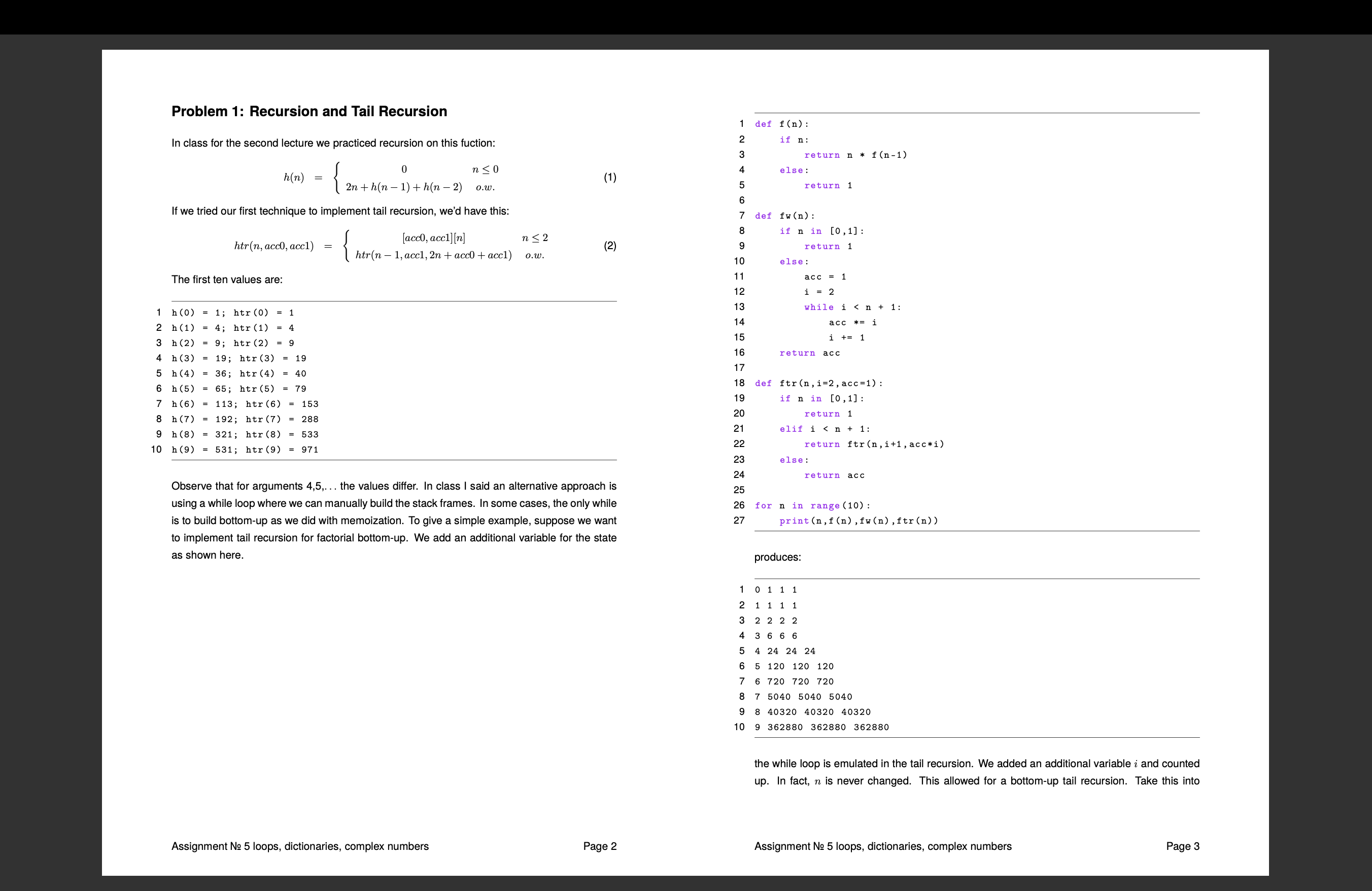 Solved Problem 1: Recursion and Tail RecursionIn ﻿class for | Chegg.com