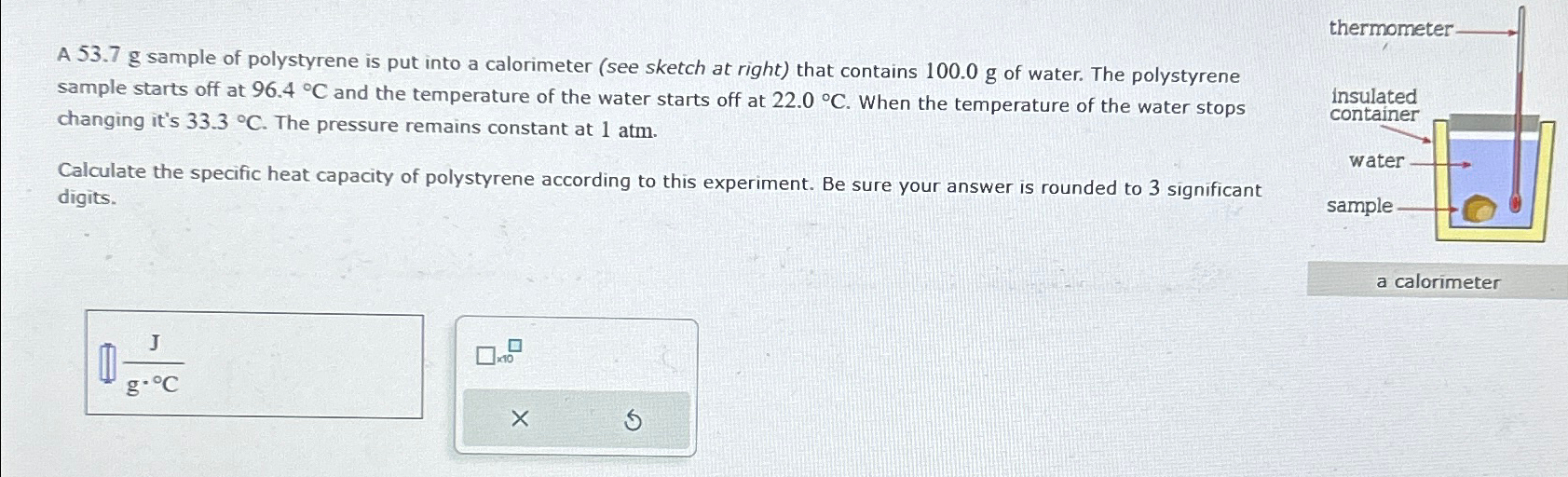 A 53.7g ﻿sample of polystyrene is put into a | Chegg.com