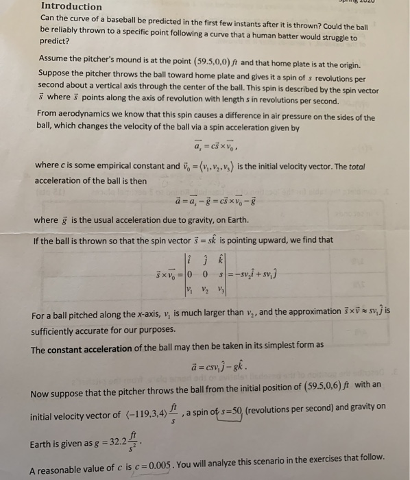 Solved spus 2020 Introduction Can the curve of a baseball be | Chegg.com