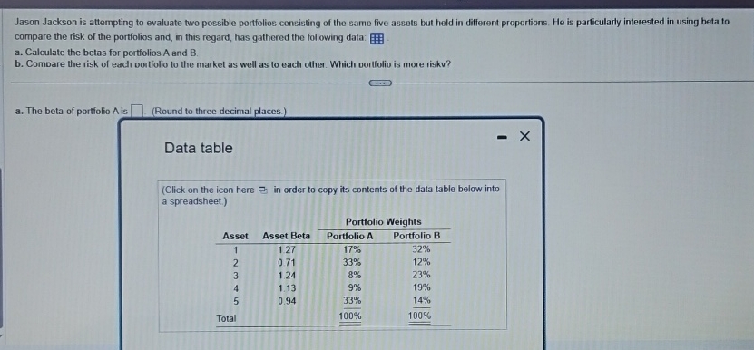 Solved Jason Jackson Is Attempting To Evaluate Two Possible | Chegg.com