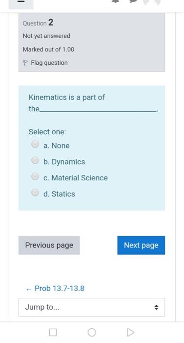 Solved - Question 2 Not yet answered Marked out of 1.00 P | Chegg.com