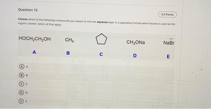 Solved Choose which of the following compounds you expect to | Chegg.com