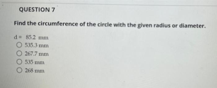 Solved Find the circumference of the circle with the given | Chegg.com