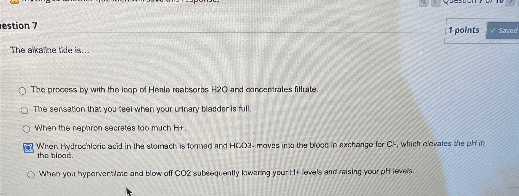 Solved estion 71 ﻿pointsThe alkaline tide is...The process