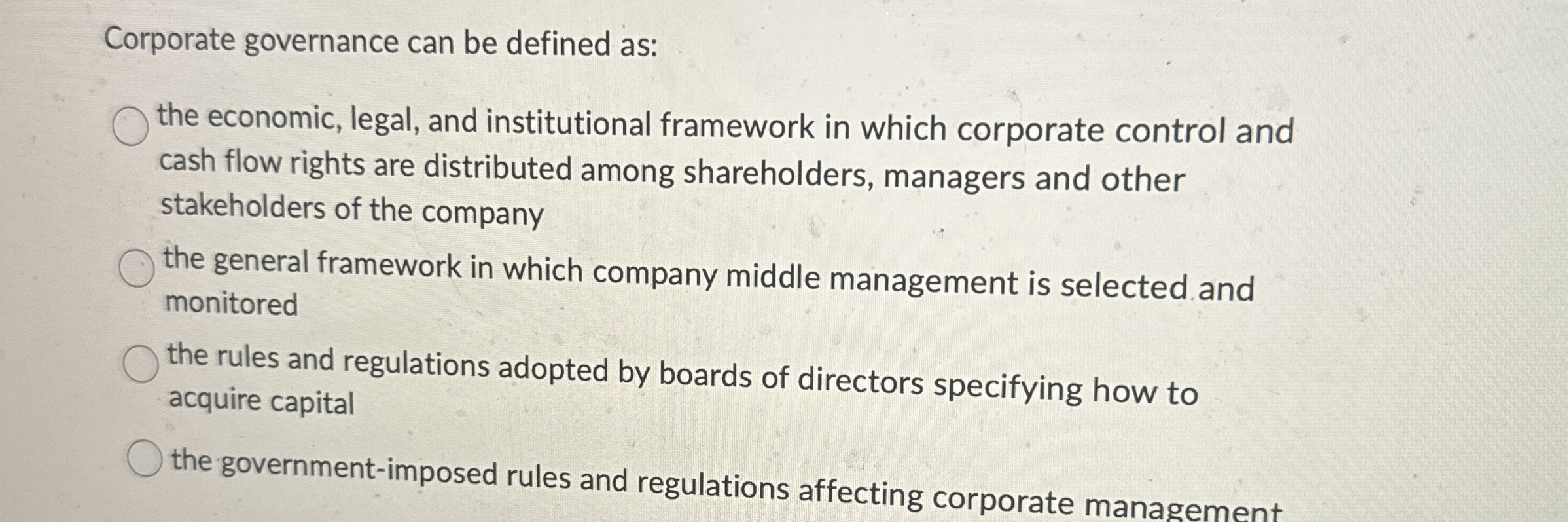 Solved Corporate governance can be defined asthe economic,