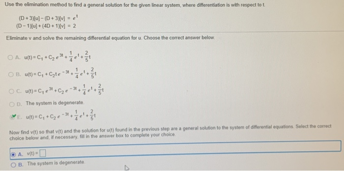 Solved Use The Elimination Method To Find A General Solut Chegg Com