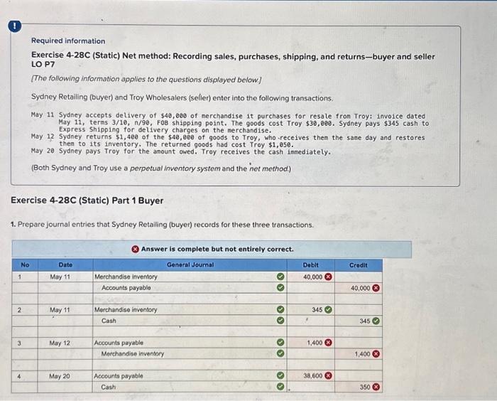 Solved Required information Exercise 4-28C (Static) Net | Chegg.com