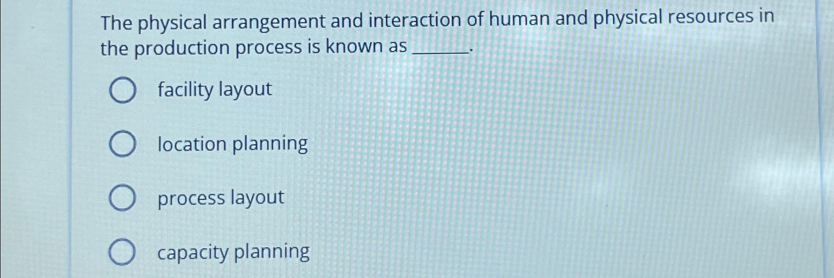 Solved The physical arrangement and interaction of human and | Chegg.com