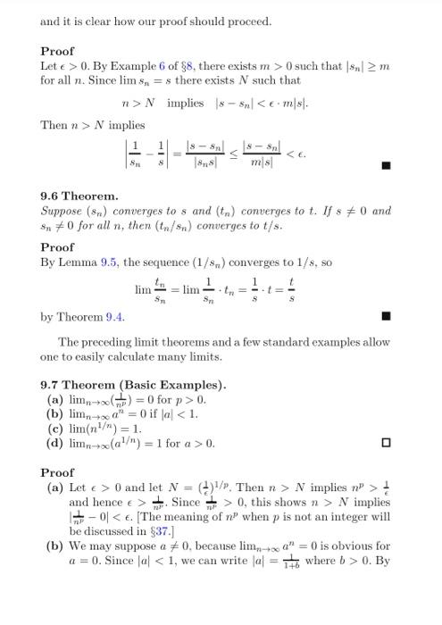 Solved 91 Using The Limit Theorems 92 97 Prove The