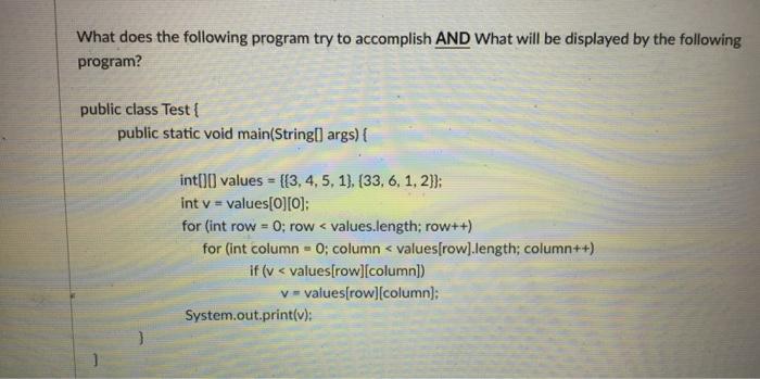 Solved What does the following program try to accomplish AND | Chegg.com