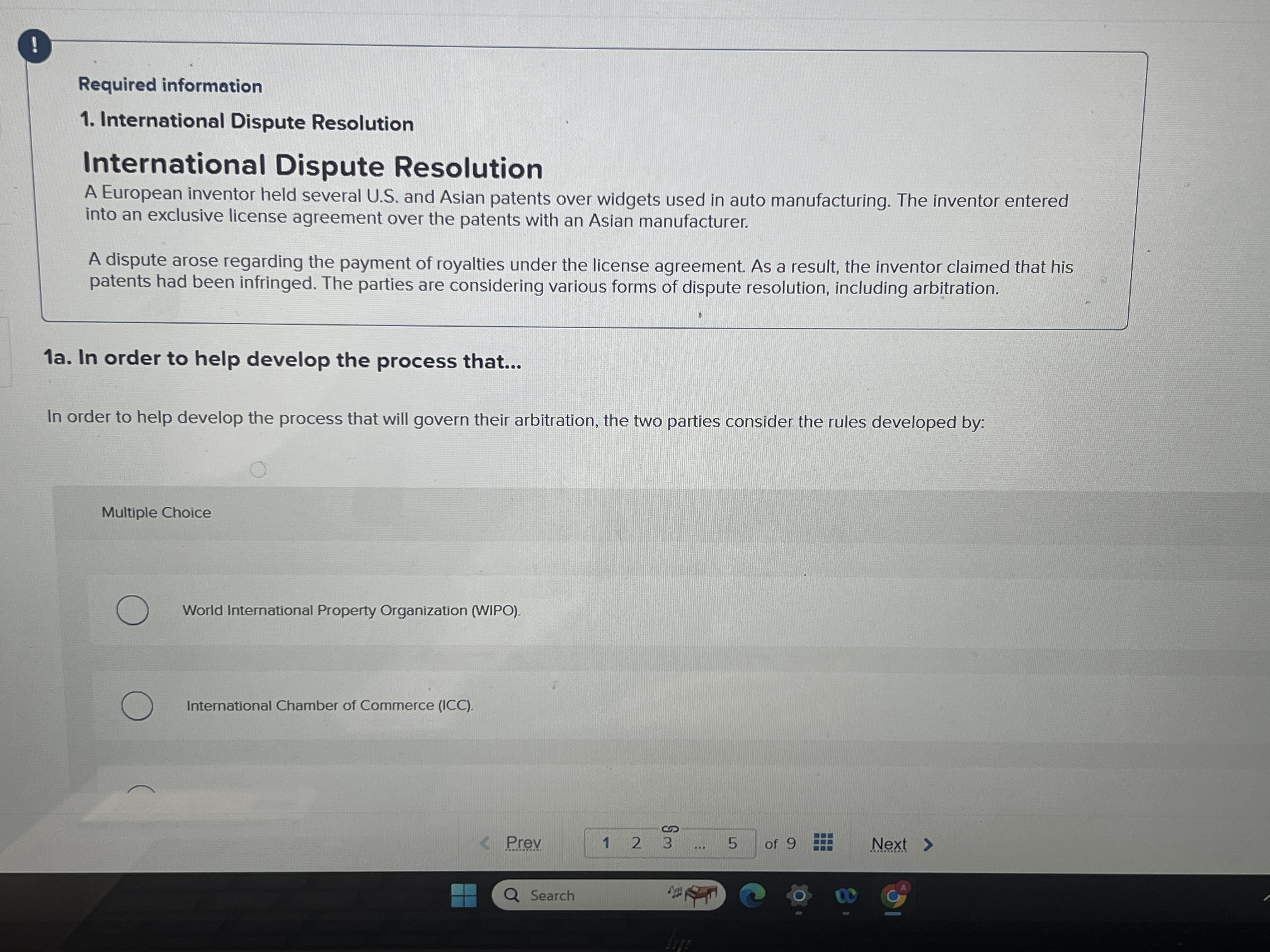 Solved Required information1. ﻿International Dispute | Chegg.com