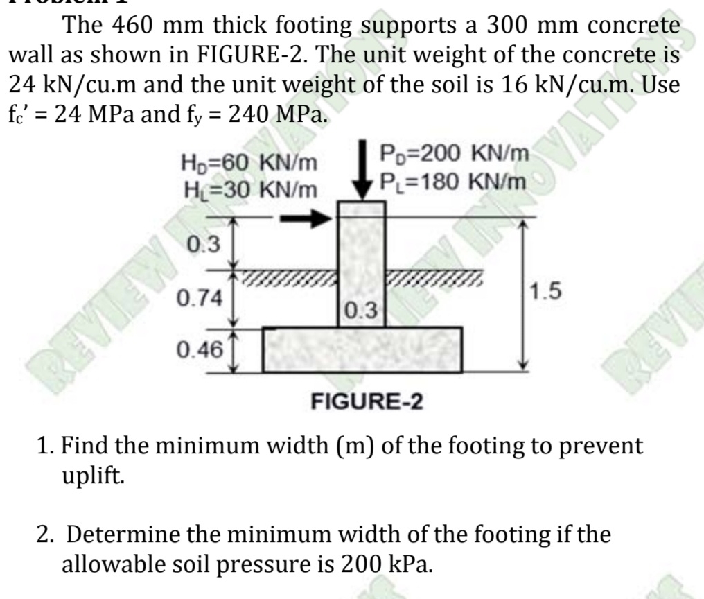 [Solved]: The 460mm thick footing supports a 300mm concrete