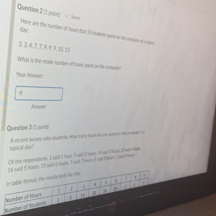 Solved Question 2 (1 point) Saved Here are the number of | Chegg.com