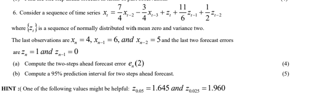 Solved 6. Consider a sequence of time series | Chegg.com