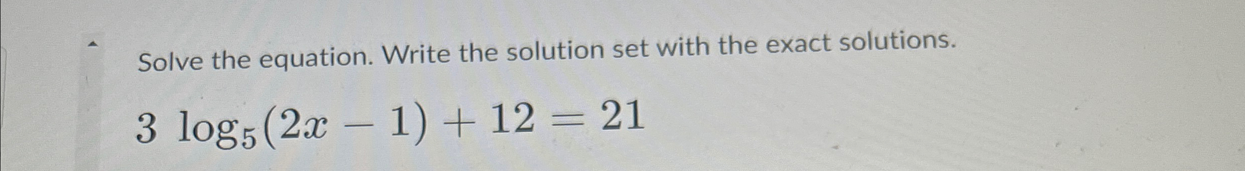 Solved Solve the equation. Write the solution set with the | Chegg.com