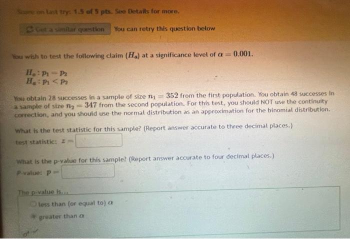 Solved You can retry this question below You wish to test | Chegg.com