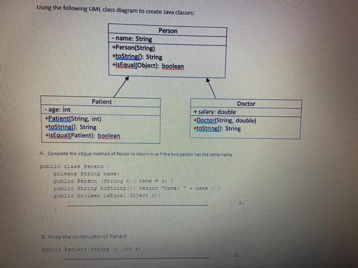 Solved Using the following UML class diagram to create Java | Chegg.com