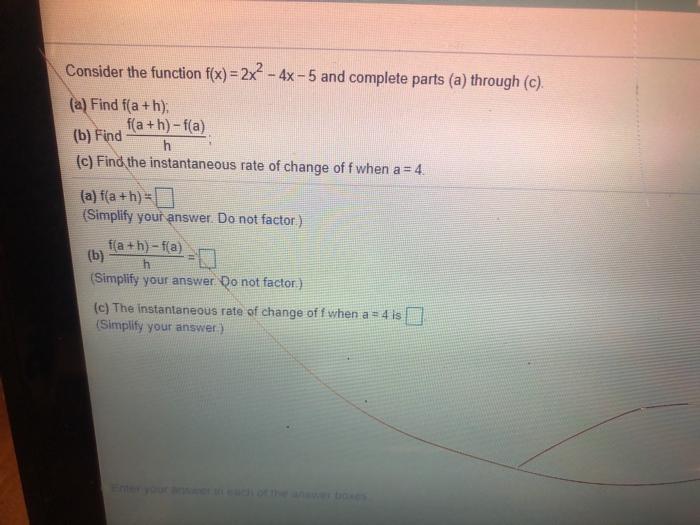 Solved Consider The Function F X 2x2 4x 5 And