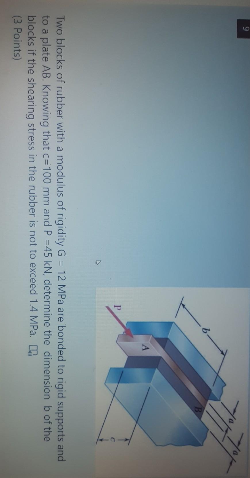 Solved 9 2 B. Р P. Two Blocks Of Rubber With A Modulus Of | Chegg.com