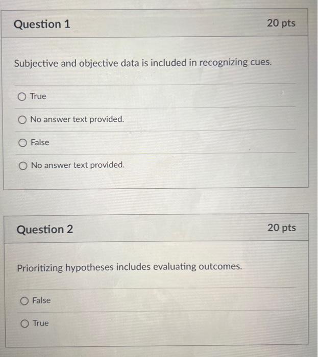 Solved Subjective and objective data is included in | Chegg.com