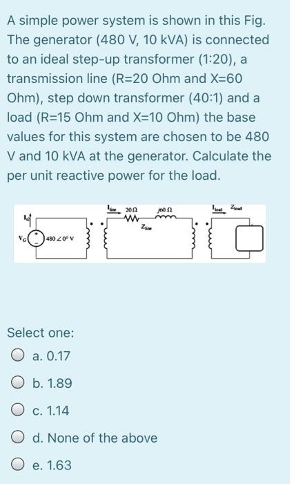 Solved A simple power system is shown in this Fig. The | Chegg.com