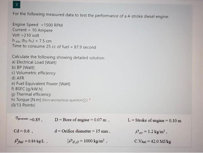 Solved For the following measured data to test the | Chegg.com