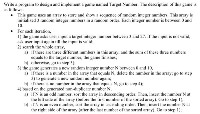 Solved Vrite a program to design and implement a game named | Chegg.com