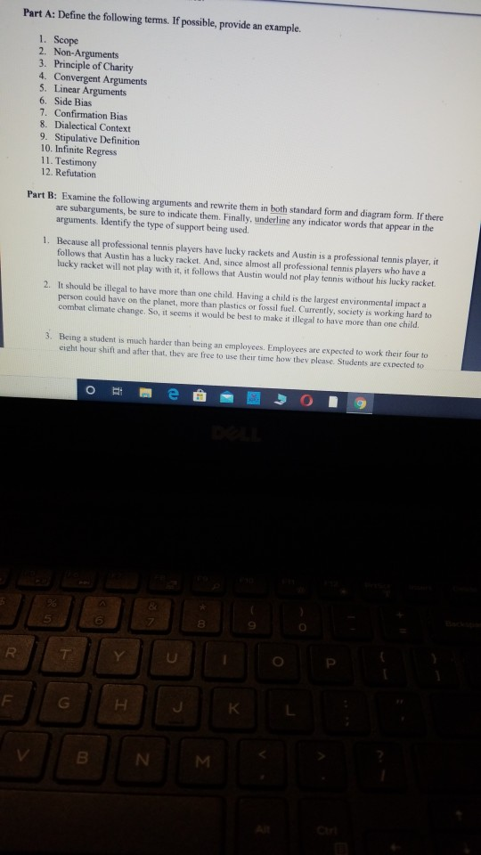 Solved Part A: Define the following terms. If possible, | Chegg.com