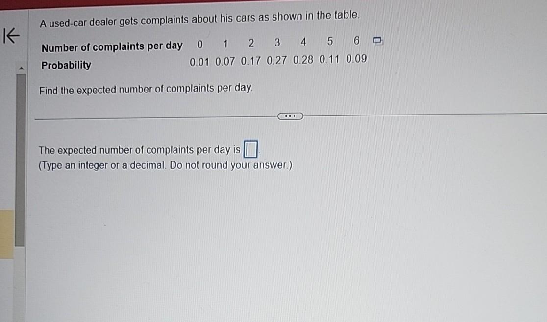 Solved A usedcar dealer gets complaints about his cars as