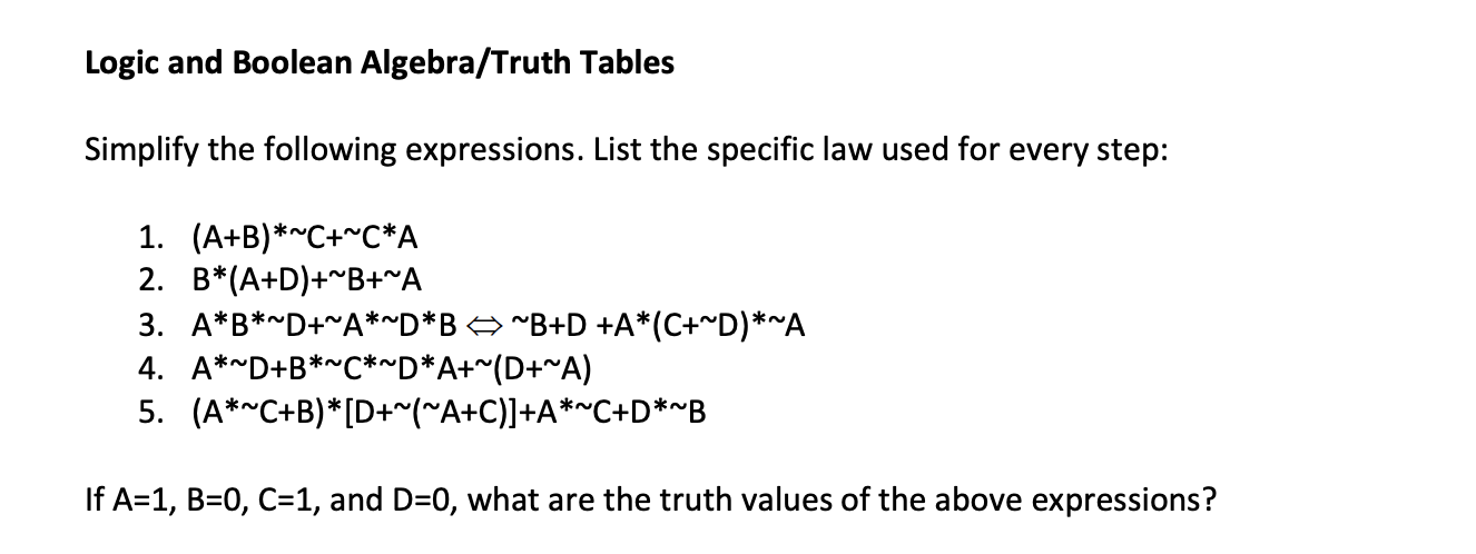 Solved Logic and Boolean Algebra/Truth TablesSimplify the | Chegg.com