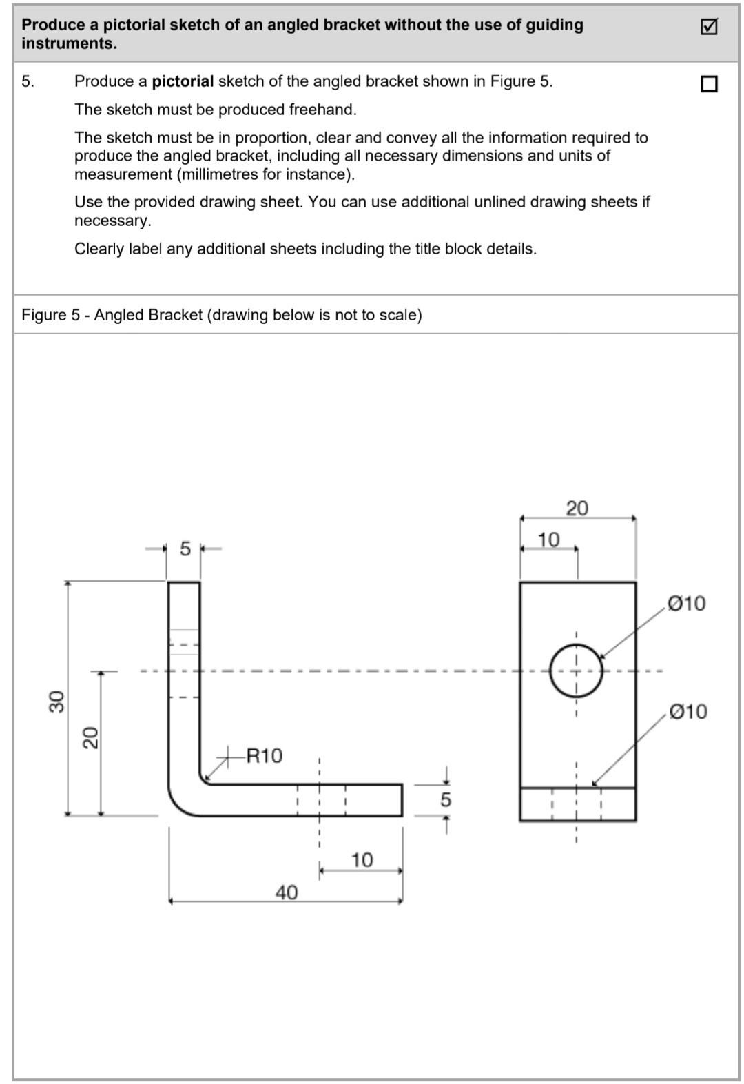 Solved Produce a pictorial sketch of an angled bracket