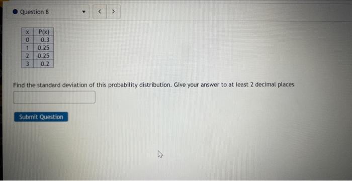 Solved Find the standard deviation of this probability | Chegg.com