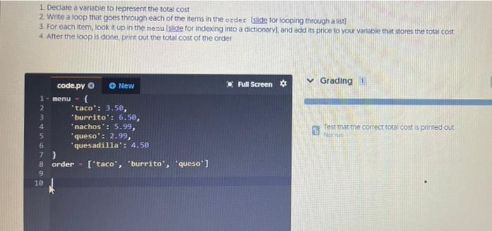 Solved 1. Dectare a variable to represent the total cost 2 | Chegg.com