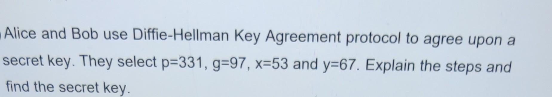 Solved Alice And Bob Use Diffie-Hellman Key Agreement | Chegg.com