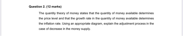 Solved Question 2. (12 marks) The quantity theory of money | Chegg.com