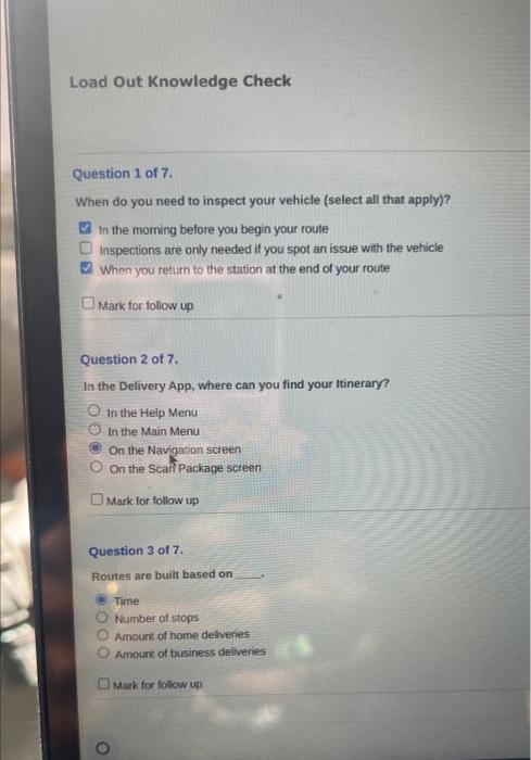 Load Out Knowledge Check Question 1 of 7. When do you | Chegg.com