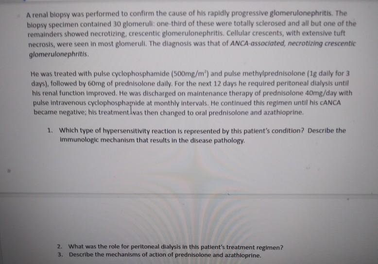 Solved A 64-year-old man presented with a 1-month history of | Chegg.com