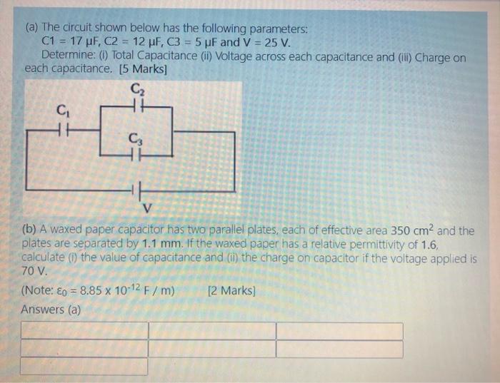 Solved (a) The circuit shown below has the following | Chegg.com