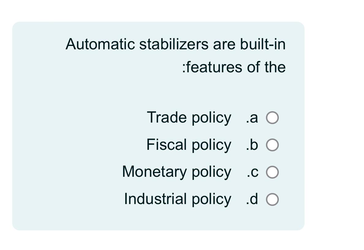 Solved Automatic stabilizers are builtin features of